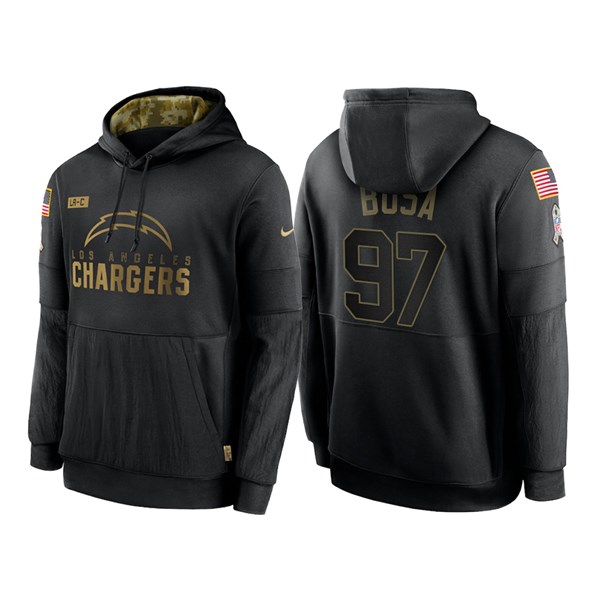 Men's Los Angeles Chargers Black #97 Joey Bosa NFL 2020 Salute To Service Sideline Performance Pullover Hoodie Men's Los Angeles Chargers Black #97 Joey Bosa NFL 2020 Salute To Service Sideline Performance Pullover Hoodie